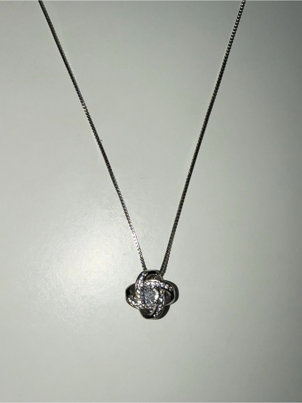 NWT Stunning Silver Pavé Love Knot Pendant Necklace